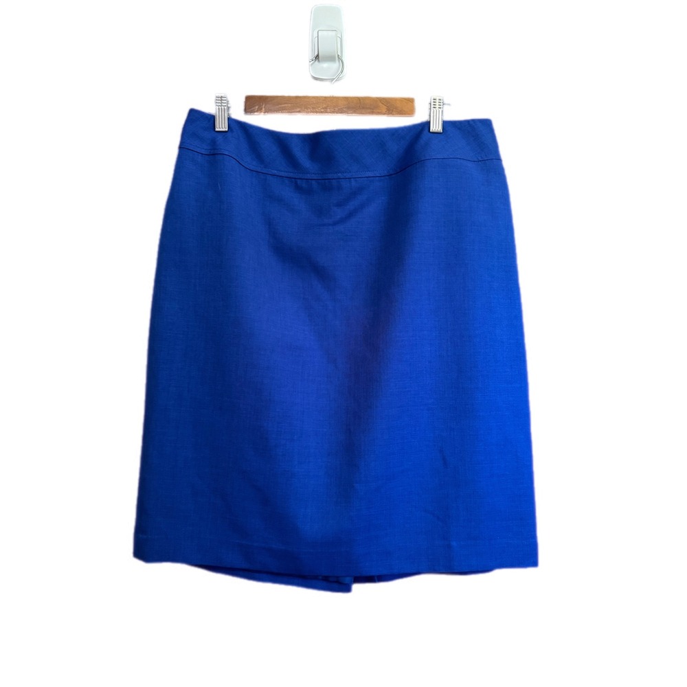 Jones Studio Pencil Skirt Women 12 Royal Blue Excellent Lined Back Vent Workwear